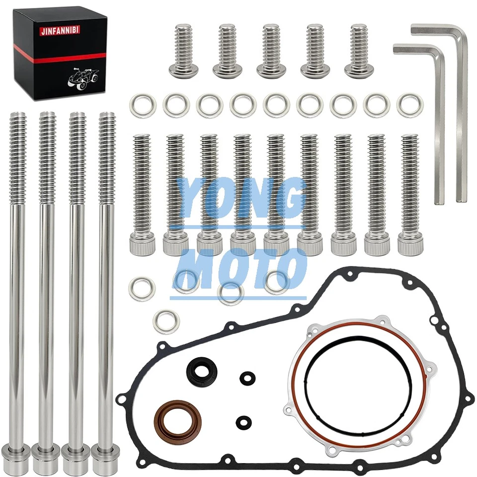 Primary Gasket Seals & Clutch Cover Bolts Kit for Harley Street Glide 2008-2016 Foto 1 de 4