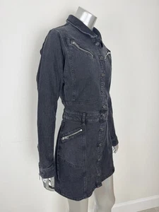 Y2K Guess Jeans Denim Overall Dress Women’s M Vintage Utility Black Washed Punk - Picture 1 of 11