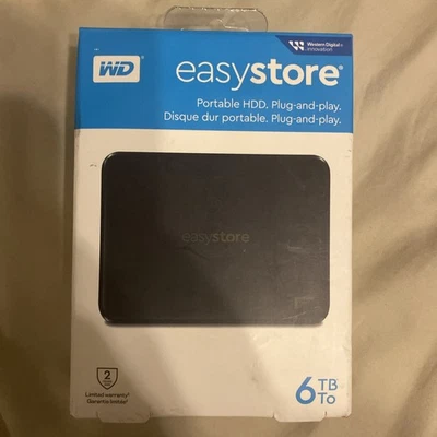 New WD Easystore 6TB HDD External USB 3.0 Portable Hard Drive - boxed - Image 1 of 2