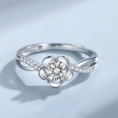 925 Sterling Silver Beautiful Flower Adjustable Ring Women Girls Jewellery Gift - Image 1 of 4