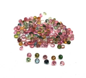 Natural Multi Tourmaline Round Cut Loose Gemstone Lot 100 Pcs 2.50 MM - Picture 1 of 5