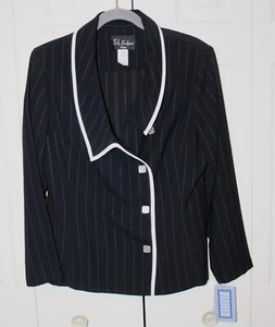 NWT S.L. FASHIONS BLACK  pin striped 14P jacket - Picture 1 of 3