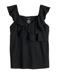 Women's Nine West Tiered Flutter Sleeveless Top XS  Black - Picture 1 of 3