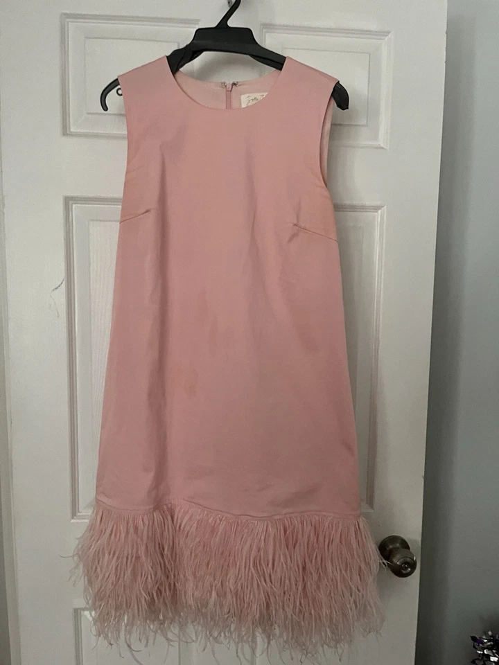 Mardi Gras Pink Sheath Dress With Ostrich Feathers - Image 1 of 4