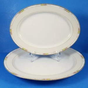 2 Vintage Noritake The Linwood Platter Set Lot 14" 12" Nippon 1912 Green M 11657 - Picture 1 of 12