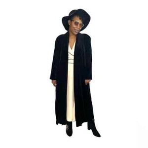 JS Collections Duster Size L Vintage Velvet Maxi Open Front Opera Jacket - Picture 1 of 9