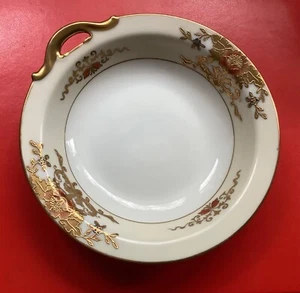 Vintage Noritake Hand Painted 6" Bowl Gold Moriage, Red & Blue Flowers - Picture 1 of 3
