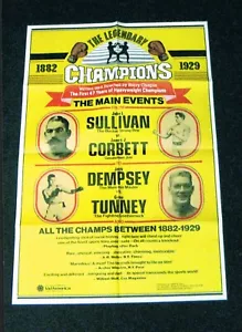 JOHN L SULLIVAN v JAMES CORBETT JACK DEMPSEY v GENE TUNNEY Boxen Poster Boxer - Bild 1 von 1