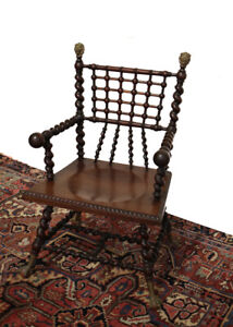 Continental Renaissance Revival Hardwood Barley Twist Spindle Chair circa 1890