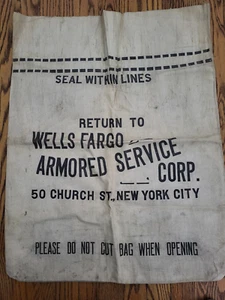 Wells Fargo JUMBO canvas money bag authentic vintage classic collectible 22 X 28 - Picture 1 of 2
