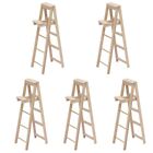 5pcs Miniature Wooden Ladder Dollhouse Step Ladder Mini Wood Doll House Ladder