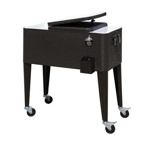 80Qt Rolling Cart on Wheels Outdoor Bar Drink Cooler Ice Beverage for Patio Pool - Picture 1 of 11
