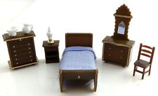 Bedroom Furniture Set Tiny Plastic Dolls House Miniatures Crafts F7094