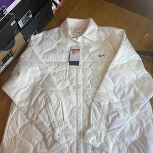 Nike Sportswear Essential White Quilted Trench Women's Size Medium NWT $165 - Picture 1 of 6