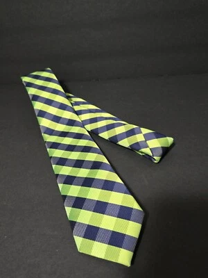 Corbata para hombre Izod patrón de bloque verde lima y azul marino material grueso preppy Foto 1 de 4