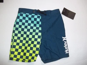 NEW Hurley sz 7 blue and yellow board shorts boys youth swim trunks adjustable - Picture 1 of 2