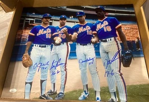 1986 Mets 16x20 Ron Darling, Doc Gooden, Bob Ojeda, Sid Fernandez JSA COA - Picture 1 of 1