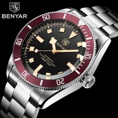 🔝 BENYAR 5179 ROSSO BB58 Ø42 DIVE 100M AUTOMATICO VETRO HARDLEX OROLOGIO ⌚ - Immagine 1 di 4