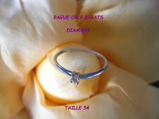 *** BAGUE SOLITAIRE OR BLANC 9 CARATS DIAMANT NEUF TAILLE 54 14 375/1000 ***
