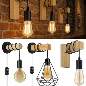 Plug in Wall Light Industrial E27 Indoor Metal Cage Sconce Retro Lamp Fitting UK - Picture 1 of 16