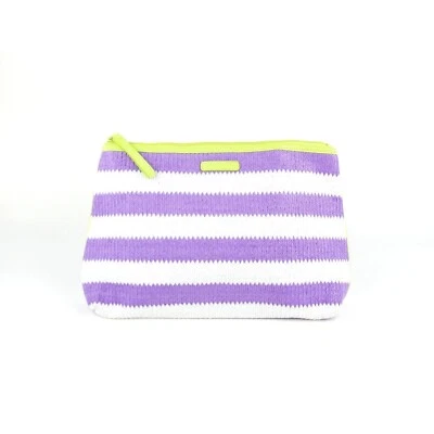 Vera Bradley White Lilac Stripe Straw Cosmetic Zip Pouch - Image 1 of 4
