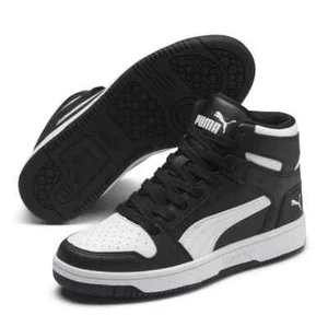 Puma Big Kids Rebound Lay Up Mid Sneakers Black/White 370486-01  size 5c - Picture 1 of 8