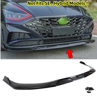 Gloss Black Front Lip Splitter For 2020-23 Hyundai Sonata (SEL Limited SEL Plus) Foto 1 de 4