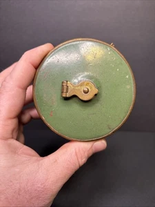 Vintage 50 Foot Clothe Tape Measure Metal Housing Works - Picture 1 of 7