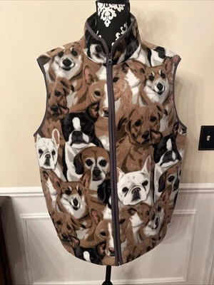 Nuevo con etiquetas Chaleco polar con cremallera patrón de perro Urban Outfitters para mujer talla XL Foto 1 de 4