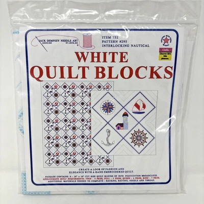 Bloques de edredón blanco arte aguja Jack Dempsey patrón náutico entrelazado #295 Foto 1 de 4