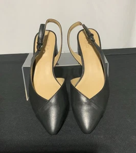 NATURALIZER Frisco Slingback Flat Black Leather Womens 9M - Picture 1 of 6