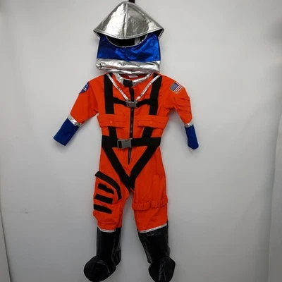 TEETOT & CO. 橙色 ASTRONAUT JUMPSUIT HELMET BOOTS HALLOWEEN 服装尺寸:3-4 — 第 1/4 张图片