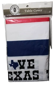 US State Of Texas Table Cover Plastic 52" x 70" Red White Blue Patriotic TEXAS - Picture 1 of 7