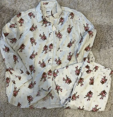 NWT Aerie Cindy Lou Who Pajama Flannel Off-Duty Trouser & Shirt Set Medium - Image 1 of 4