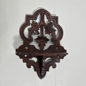 Vintage Wooden Wood Wall Shelf Leaf  Scroll  Carving Grandmacore Farmhouse - Picture 1 of 20