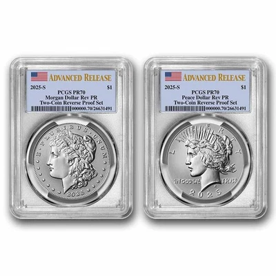 2025-S Morgan & Peace Reverse Proof Set PR-70 PCGS (AR) - Image 1 of 2
