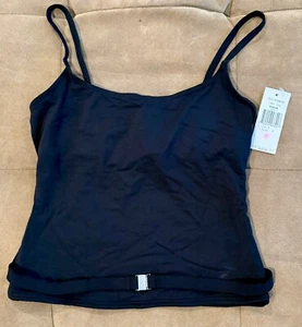 NWT Calvin Klein Petite Black Tankini Top with Belted Accent - Picture 1 of 5