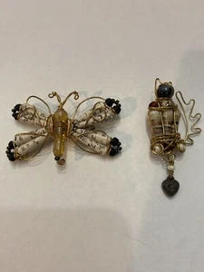 Vintage Lot of a Butterfly and Cat Brooch Pins Gold Tone - Picture 1 of 12