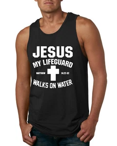 Jesus My Lifeguard Walks on Water Matthew 14:22l Men Tank Top - Picture 1 of 8