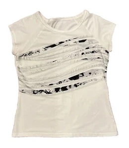 Ideology Junior’s White Black Silver T-Shirt Size L - Picture 1 of 5