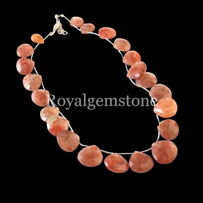 Cuentas de piedras preciosas briolette corazón facetado piedra solar naranja natural de alta calidad Foto 1 de 4