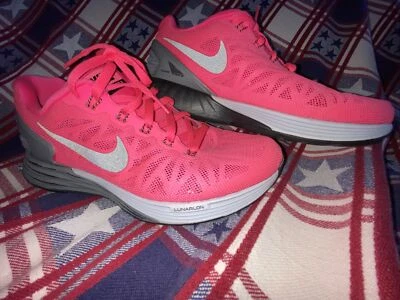 Nike Womens US 6.5 Running Jogging Sneakers Shoes Lunarglide Hot Pink Gray - Image 1 of 4