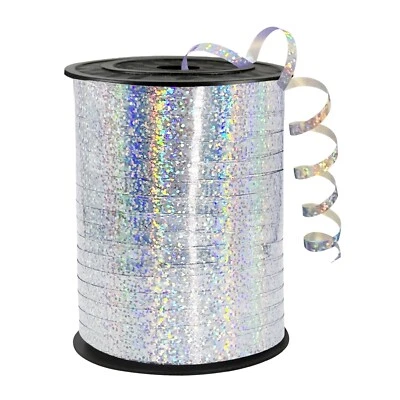 Cinta rizadora plateada, cadena de globo plateado metálico brillante de 500 yardas, 1/5" Ri... Foto 1 de 4