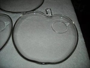 Vintage Serving Plates, Set of 5, Mid Century, Apple Shaped Clear Glass, 8" - Picture 1 of 9