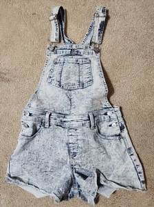JORDACHE shortalls acid washed one piece overall shorts raw hem Girls XL 14/16 - Picture 1 of 8