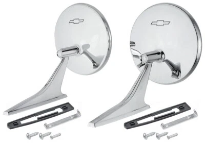 Par de espejos retrovisores exteriores cromados con pajarita para Chevy Chevelle y El Camino 1966-68 Foto 1 de 4