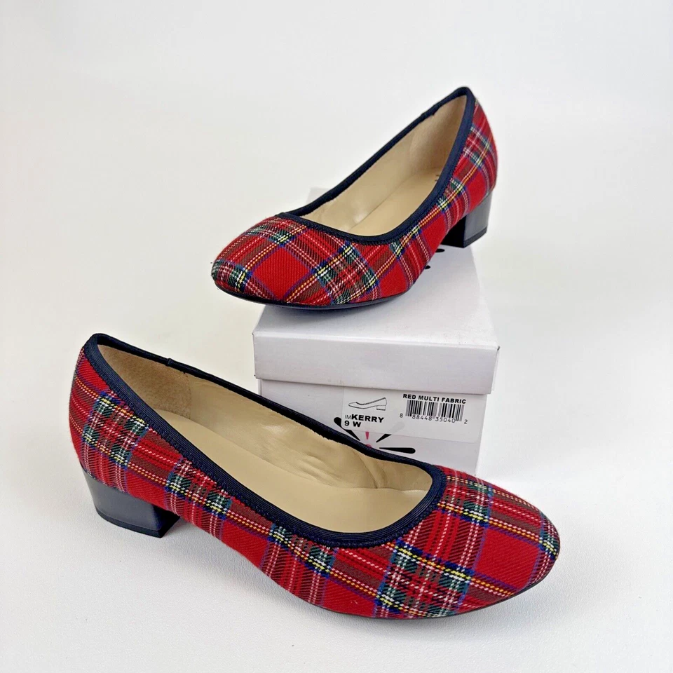 Isaac Mizrahi Live! Zapatos para mujer Kerry rojos de tela a cuadros talla 9W nuevos en caja Foto 1 de 4