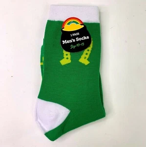 St. Patricks Day Mens Crew Socks Lucky Socks Horseshoe Size 10-13 - 1 Pair - NWT - Picture 1 of 2