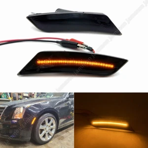 [Lente negra] Lámparas de luz con marcador lateral LED ámbar para Cadillac ATS 13-14 2017-21 XT5 - Imagen 1 de 8