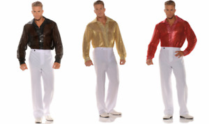 70S 80S MENS MALE DISCO SEQUIN COSTUME SHIRT DANCE FEVER SATURDAY NIGHT PIMP 